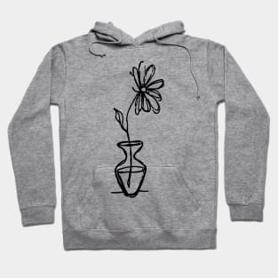 Flower In Vase Doodle Black Hoodie